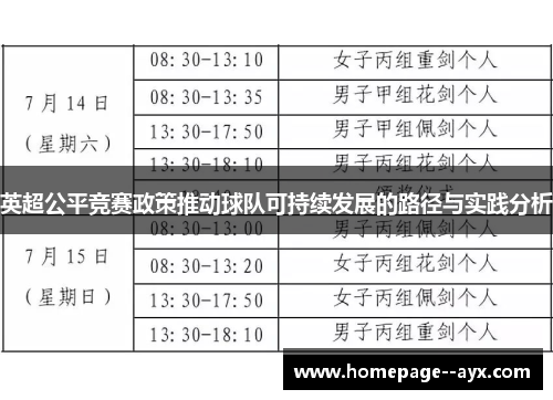 英超公平竞赛政策推动球队可持续发展的路径与实践分析
